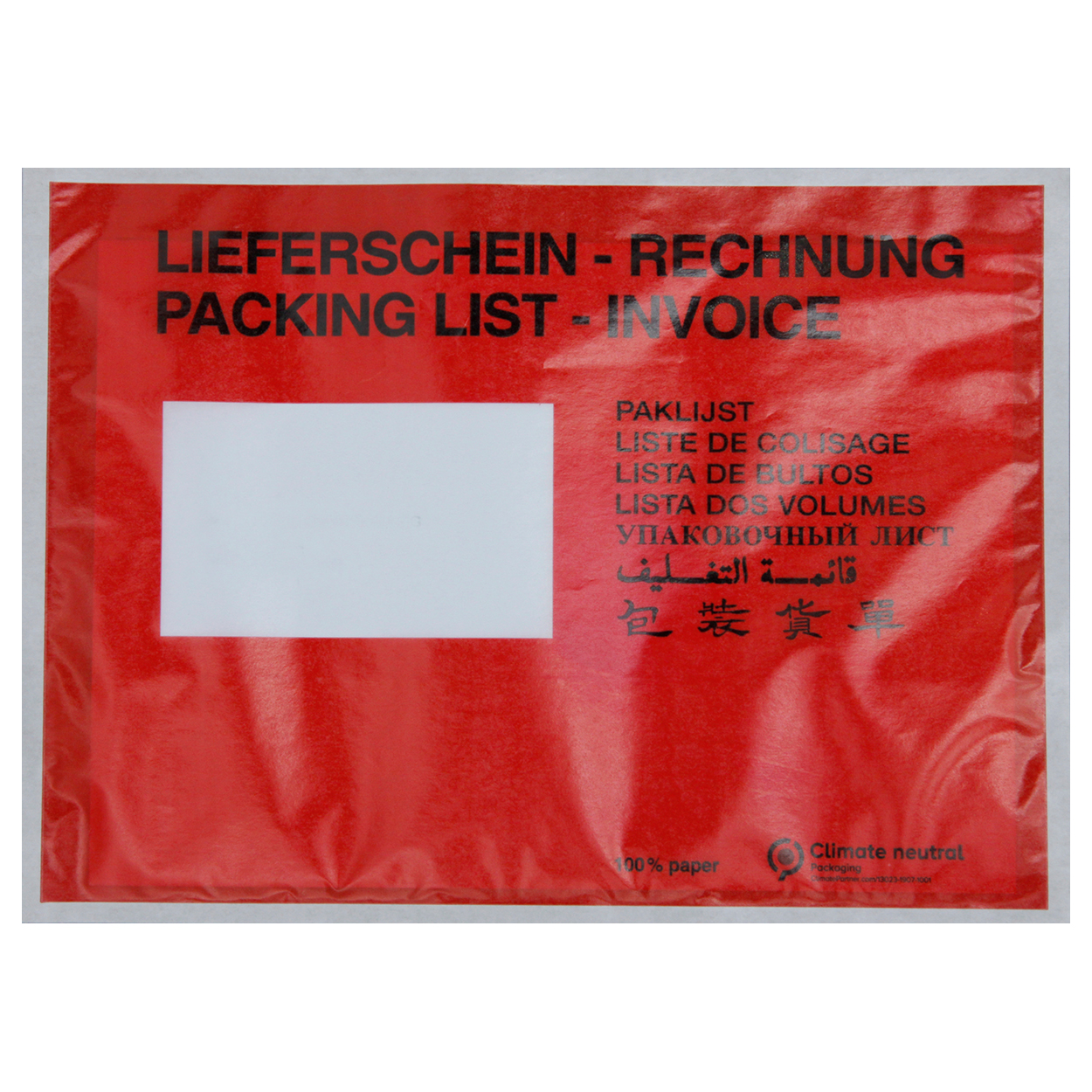 Lieferscheintaschen / Begleitpapiertaschen aus Papier / rot / DIN C5 